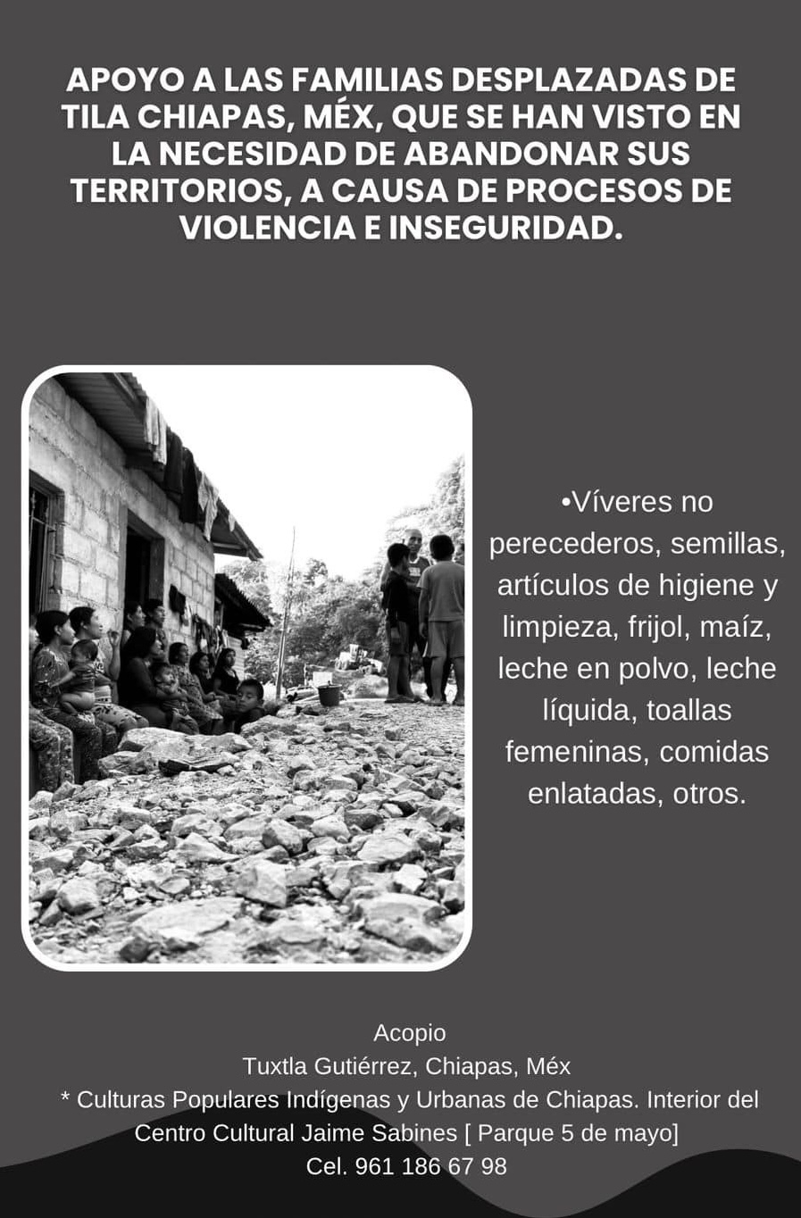 Reúnen víveres para desplazados de Tila - Noticias Voz e Imagen de Chiapas